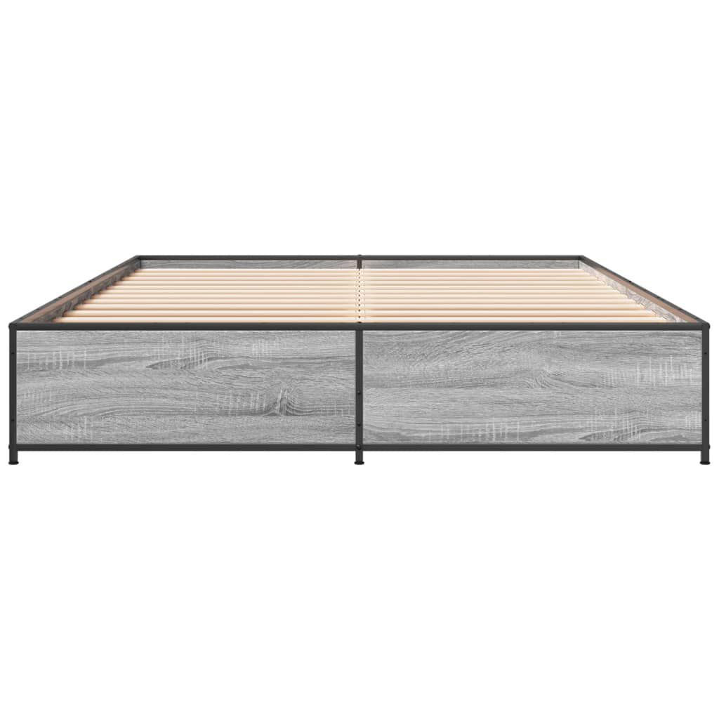 vidaXL Πλαίσιο Κρεβατιού Γκρι Sonoma 150x200 εκ. Επεξ. Ξύλο & Μέταλλο