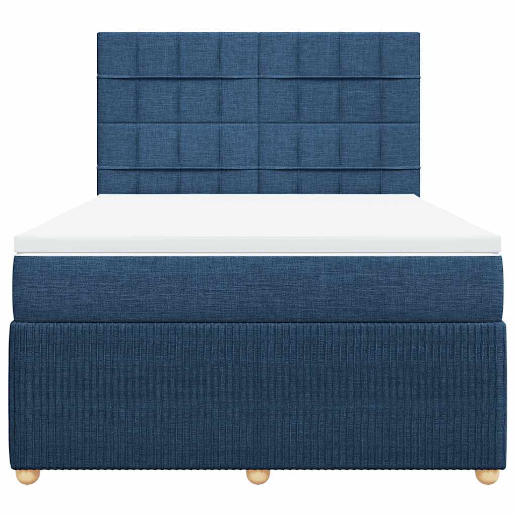 vidaXL Κρεβάτι Boxspring με Στρώμα Μπλε 140x200 εκ. Υφασμάτινο