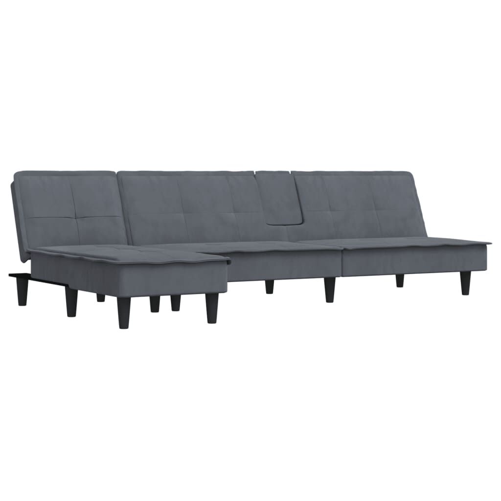 vidaXL Καναπές Κρεβάτι Γωνιακός Σκ. Γκρι 255 x 140 x 70 εκ. Βελούδινος