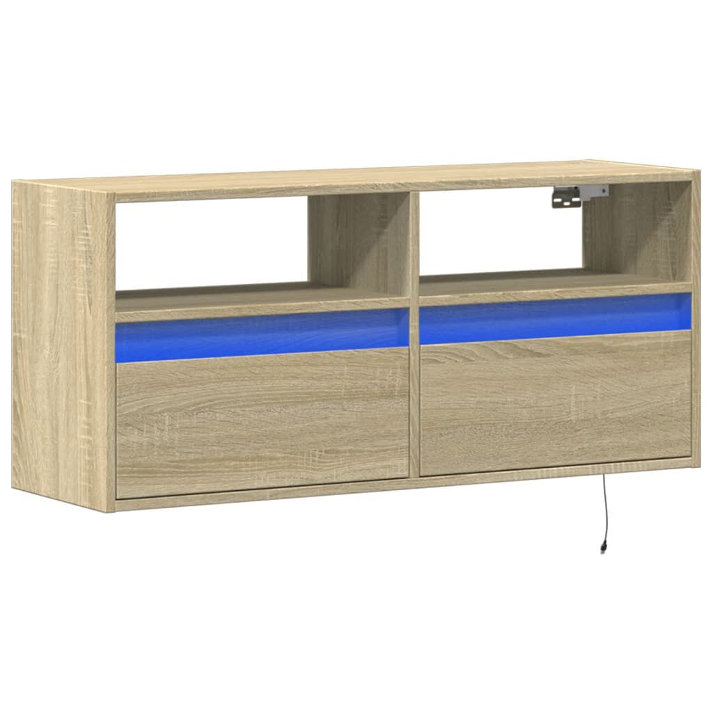 vidaXL Έπιπλο Τοίχου Τηλεόρασης με LED Sonoma Δρυς 100x31x45 εκ.