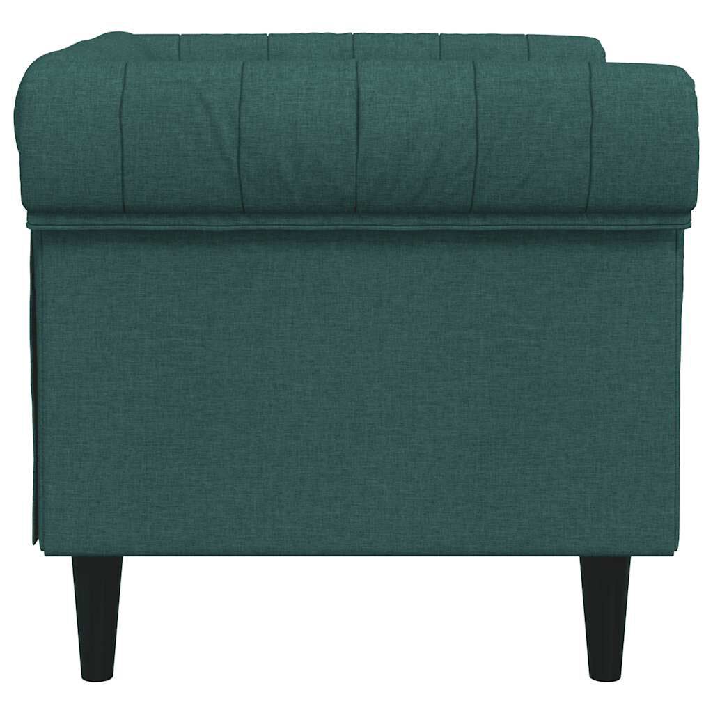 vidaXL Πολυθρόνα Chesterfield Σκούρο Πράσινο Υφασμάτινη