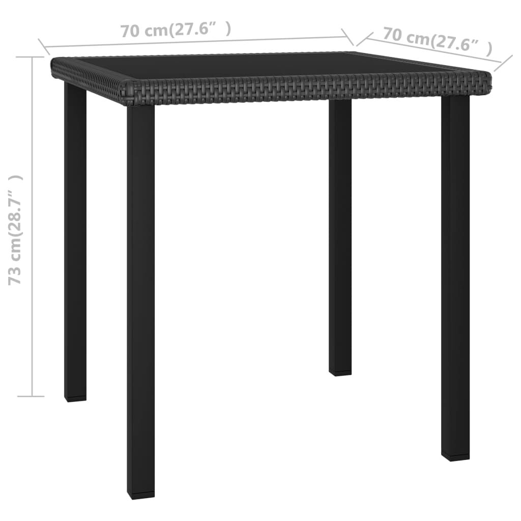 vidaXL Τραπεζαρία Κήπου Μαύρη 70 x 70 x 73 εκ. από Συνθετικό Ρατάν
