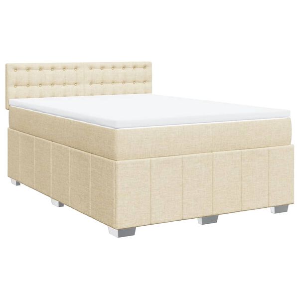 vidaXL &Kappa;&rho;&epsilon;&beta;ά&tau;&iota; Boxspring &mu;&epsilon; &Sigma;&tau;&rho;ώ&mu;&alpha; &Kappa;&rho;&epsilon;&mu; 140x200 &epsilon;&kappa;. &Upsilon;&phi;&alpha;&sigma;&mu;ά&tau;&iota;&nu;&omicron;