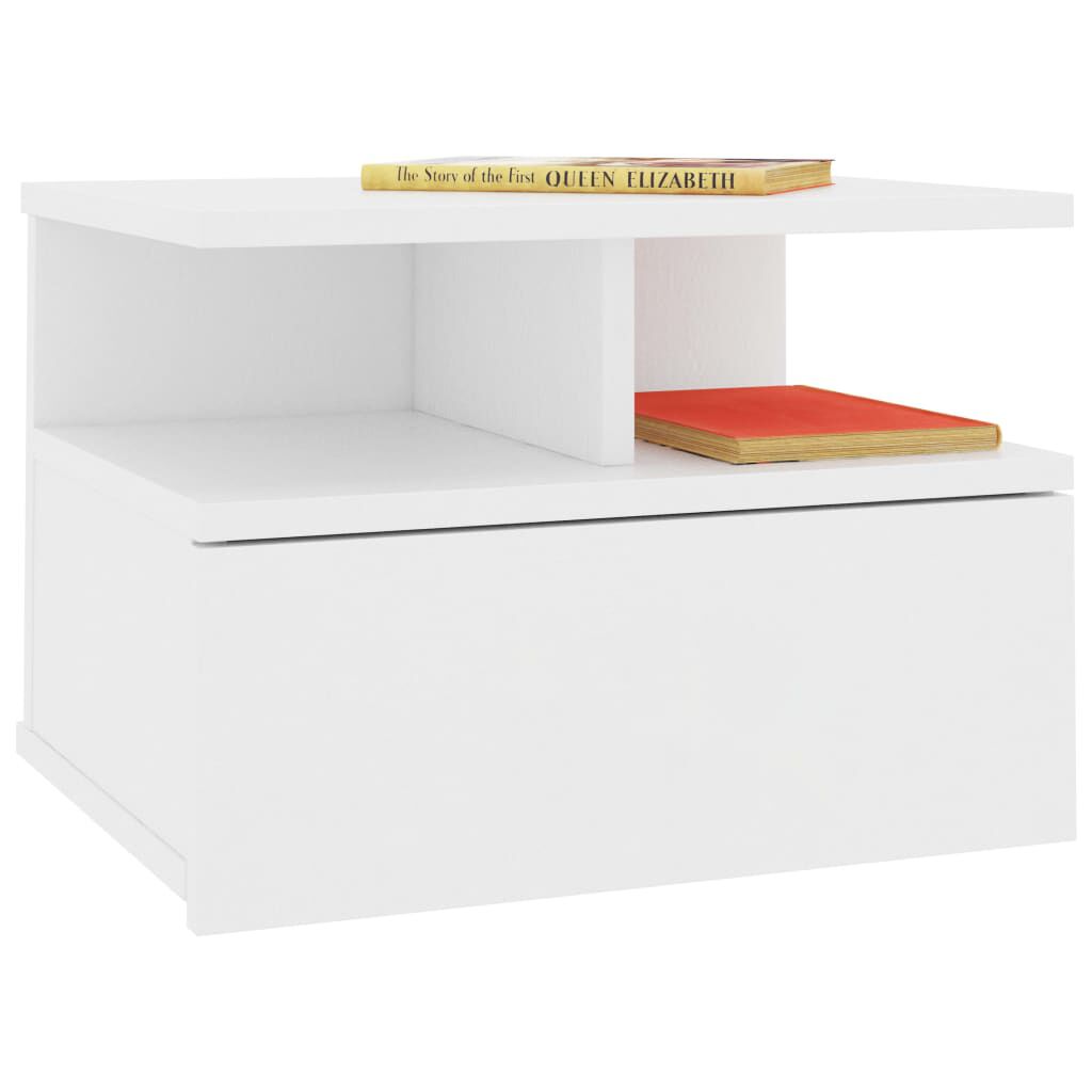 vidaXL Κομοδίνα Κρεμαστά 2 τεμ. Λευκά 40 x 31 x 27 εκ. από Επεξ. Ξύλο