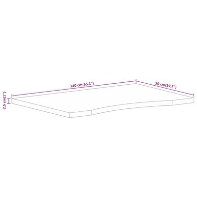 vidaXL Επιφάνεια Γραφείου Καμπύλη 140x50x2,5 εκ Μασίφ Ακατ. Μάνγκο