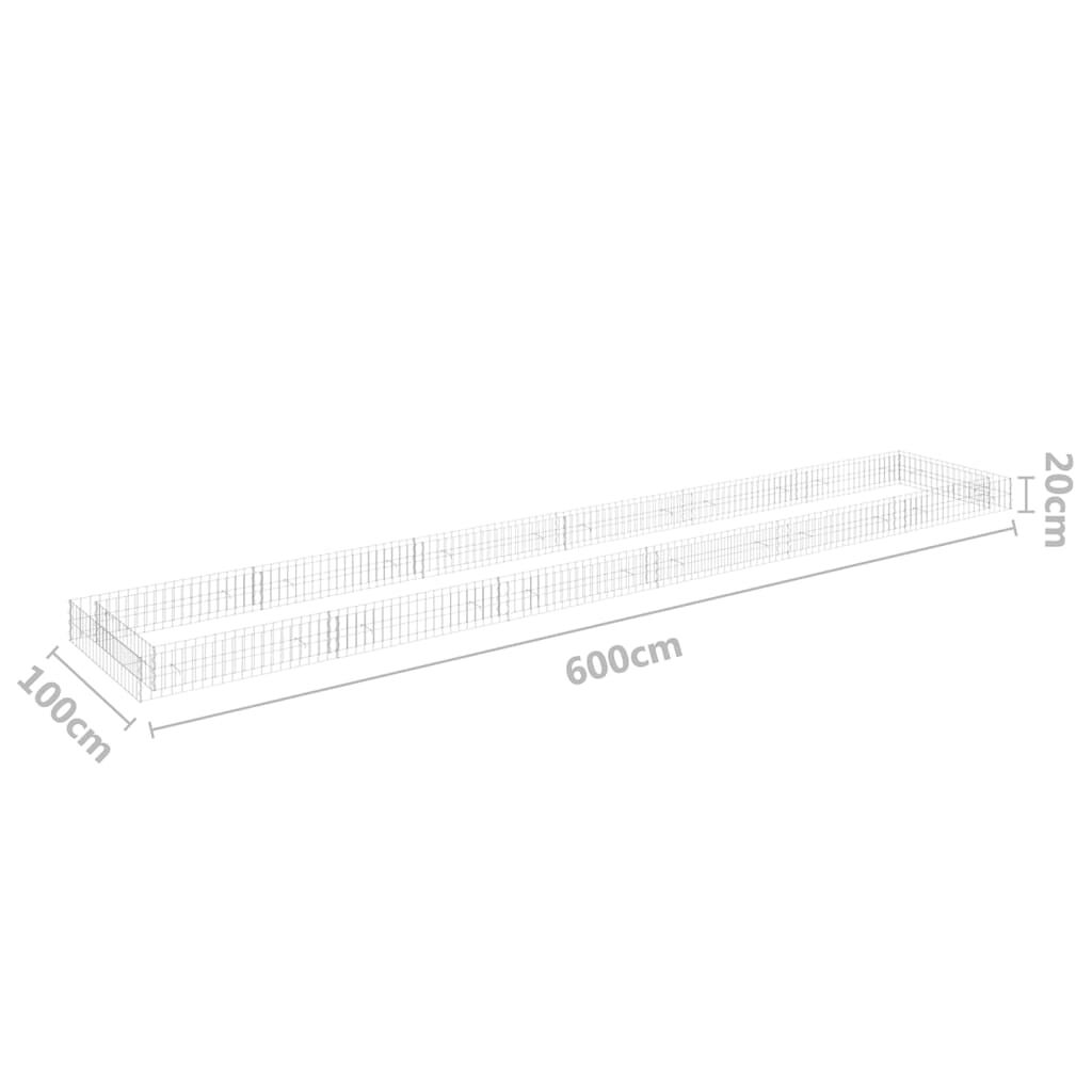 vidaXL Συρματοκιβώτιο-Γλάστρα Υπερυψωμένη 600x100x20 εκ. Γαλβ. Χάλυβας