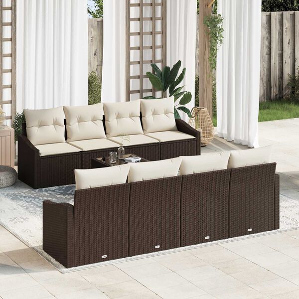 vidaXL Σετ Καναπέ Κήπου 7 pcs Καφέ και Κρέμα 55 x 55 x 37 εκ