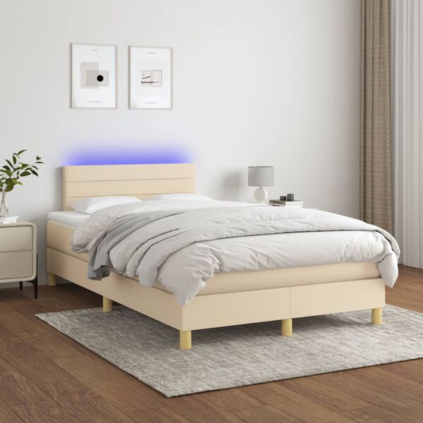 vidaXL &Kappa;&rho;&epsilon;&beta;ά&tau;&iota; Boxspring &mu;&epsilon; &Sigma;&tau;&rho;ώ&mu;&alpha; & LED &Kappa;&rho;&epsilon;&mu; 120x200 &epsilon;&kappa;. &Upsilon;&phi;&alpha;&sigma;&mu;ά&tau;&iota;&nu;&omicron;