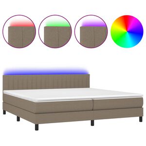 vidaXL &Kappa;&rho;&epsilon;&beta;ά&tau;&iota; Boxspring &mu;&epsilon; &Sigma;&tau;&rho;ώ&mu;&alpha; & LED Taupe 200x200 &epsilon;&kappa;. &Upsilon;&phi;&alpha;&sigma;&mu;ά&tau;&iota;&nu;&omicron;