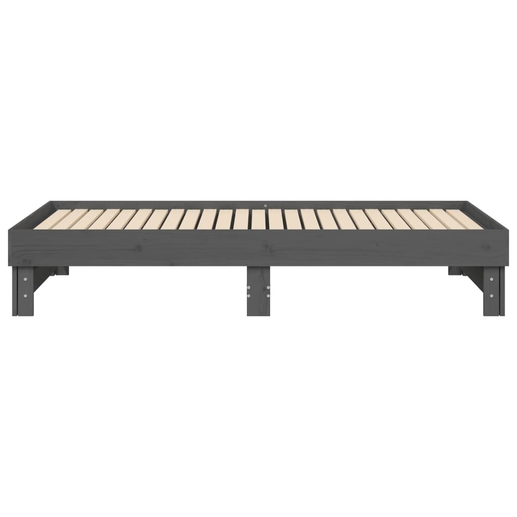 vidaXL Καναπές Κρεβάτι Συρόμενος Γκρι 2x(90x190) εκ. Μασίφ Ξύλο Πεύκου