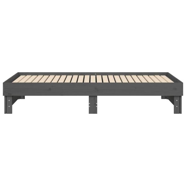 vidaXL Καναπές Κρεβάτι Συρόμενος Γκρι 2x(90x190) εκ. Μασίφ Ξύλο Πεύκου