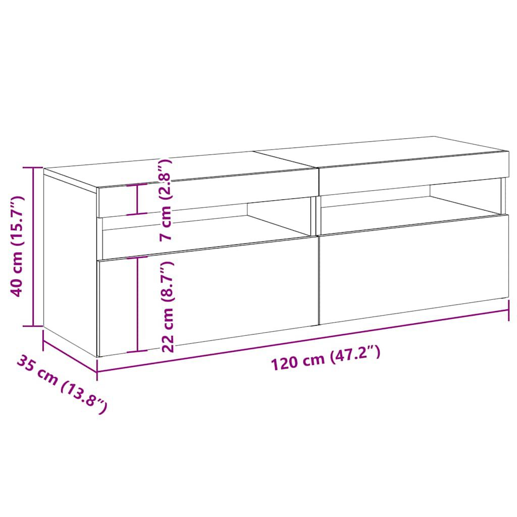 vidaXL Έπιπλα Τηλεόρασης με LED 2 τεμ. Καπνιστή Δρυς 60 x 35 x 40 εκ.