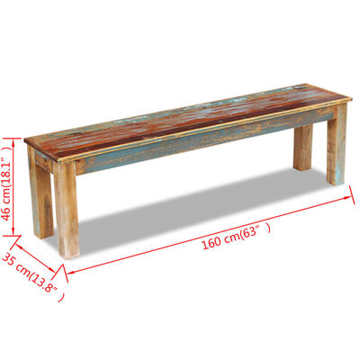 vidaXL Πάγκος 160 x 35 x 46 εκ. από Μασίφ Ανακυκλωμένο Ξύλο