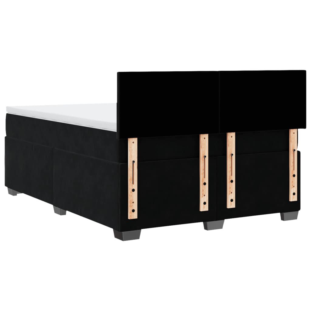 vidaXL Κρεβάτι Boxspring με Στρώμα Μαύρο 140x190 εκ. Βελούδινο