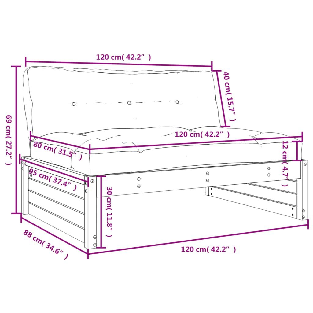 vidaXL Καναπές Μεσαίος 120 x 80 εκ. από Μασίφ Ξύλο Ψευδοτσούγκας