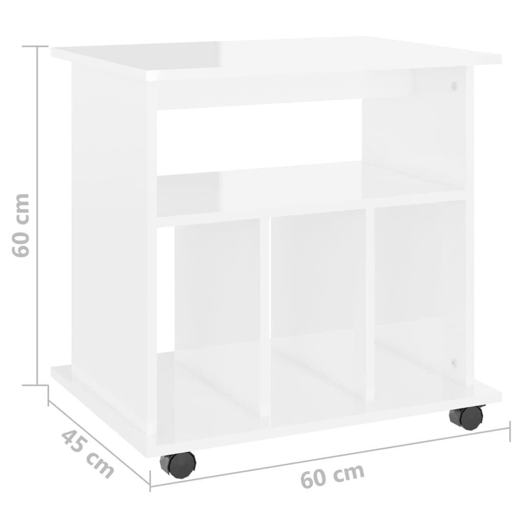 vidaXL Ντουλάπι Τροχήλατο Γυαλιστ. Λευκό 60x45x60 εκ. από Επεξ. Ξύλο