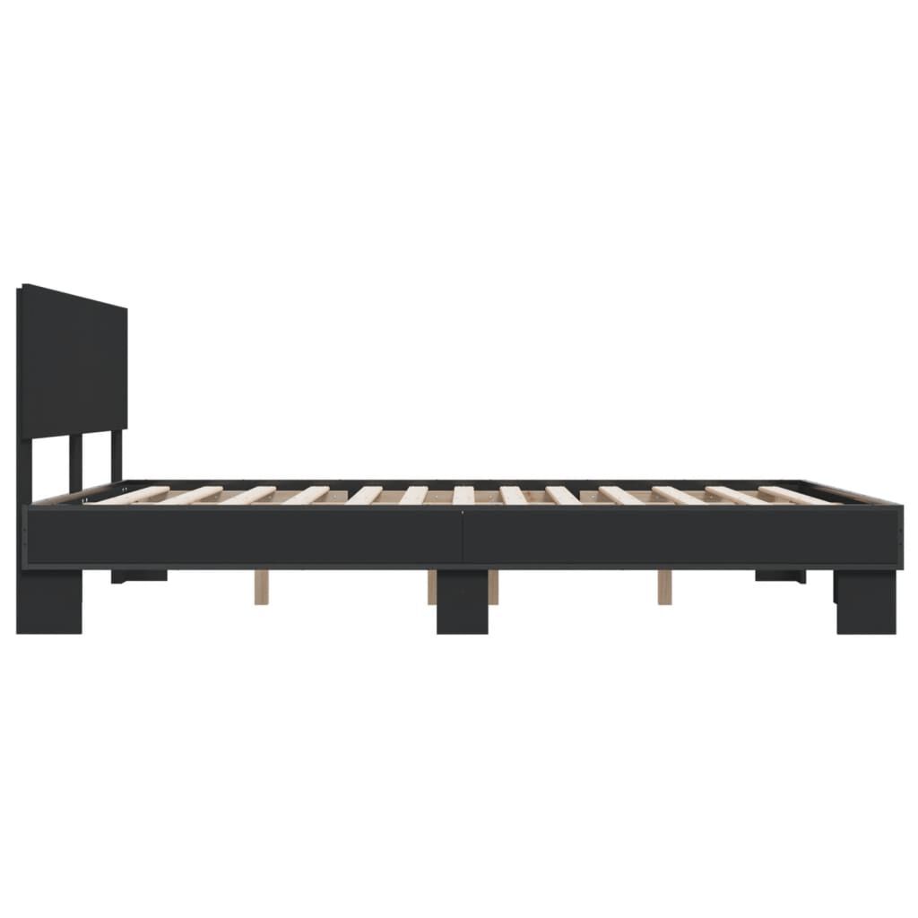 vidaXL Πλαίσιο Κρεβατιού Μαύρο 160 x 200 εκ. Επεξ. Ξύλο & Μέταλλο