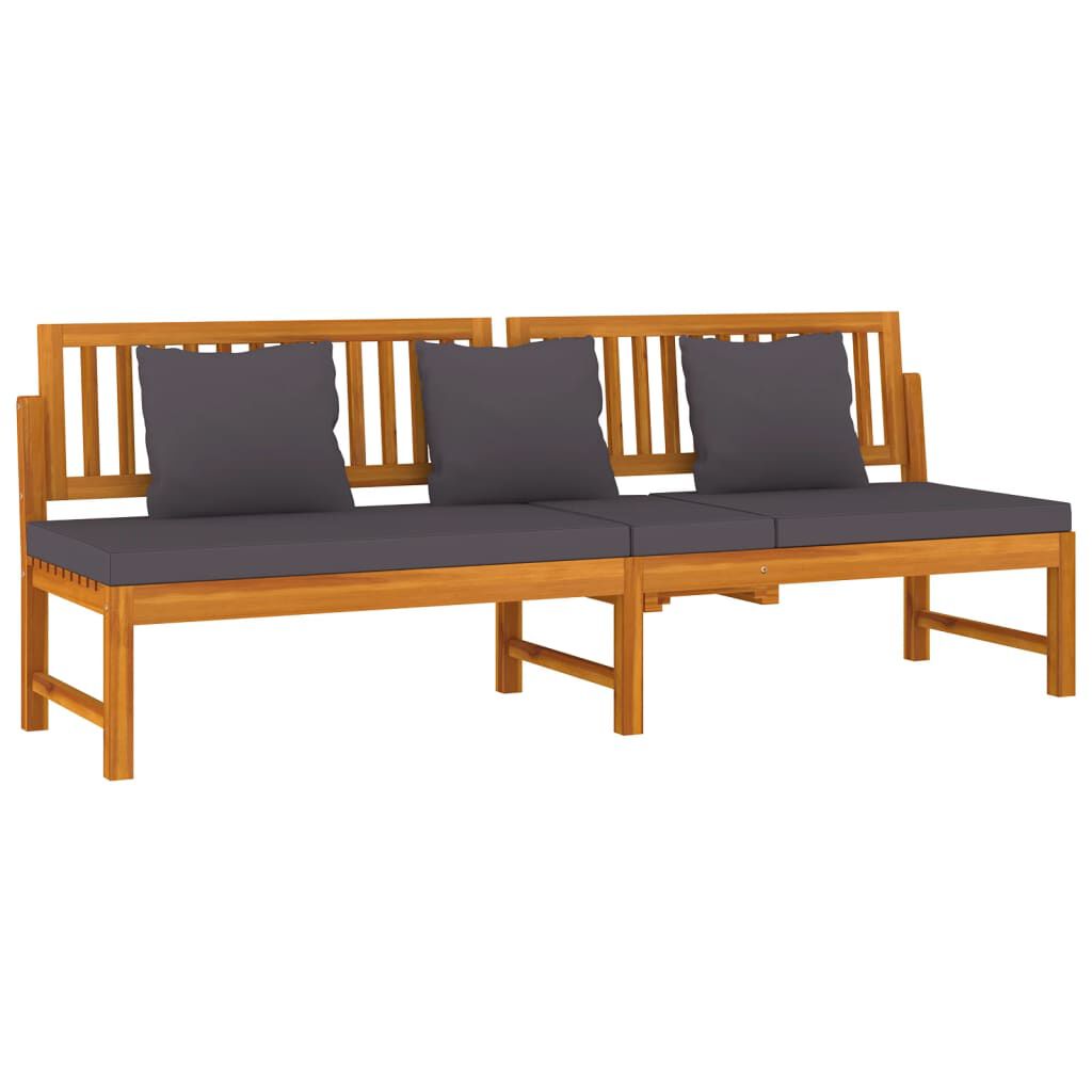 vidaXL Καναπές Κρεβάτι 200x60x75 εκ. Μασίφ Ακακία με Γκρι Μαξιλάρι