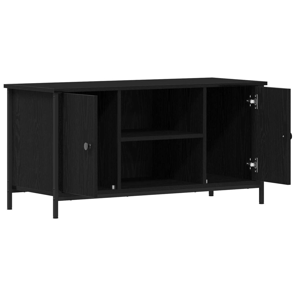 vidaXL Ράφι Τηλεόρασης Μαύρο Δρύινο 100x40x50 εκ. Κατασκευασμένο από Ξύλο και Χάλυβα