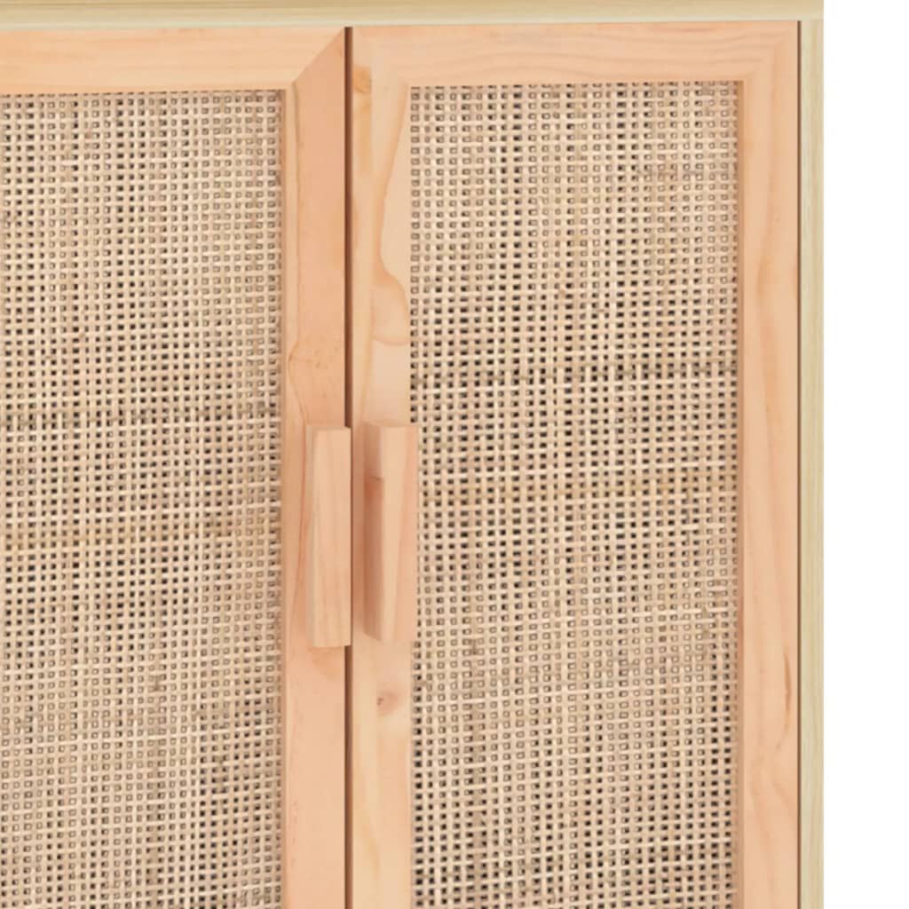vidaXL Ντουλάπι Καφέ 60 x 30 x 70 εκ. από Μασίφ Πεύκο & Φυσικό Ρατάν