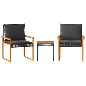 vidaXL &Sigma;&epsilon;&tau; &Epsilon;&pi;ί&pi;&lambda;&omega;&nu; Bistro 3 &tau;&epsilon;&mu;. &Mu;&alpha;ύ&rho;&omicron; &Sigma;&upsilon;&nu;&theta;. &Rho;&alpha;&tau;ά&nu;/&Alpha;&kappa;&alpha;&kappa;ί&alpha; + &Mu;&alpha;&xi;&iota;&lambda;ά&rho;&iota;&alpha;