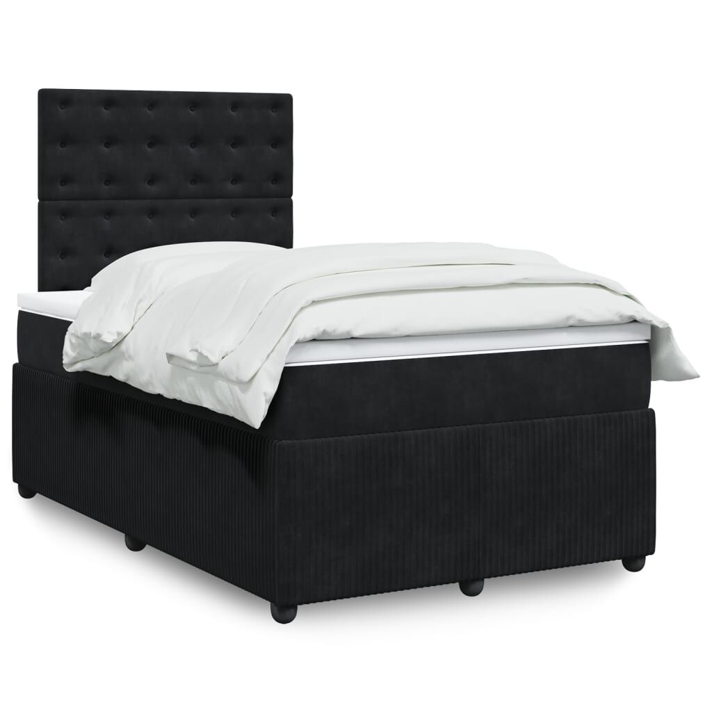 vidaXL Κρεβάτι Boxspring με Στρώμα Μαύρο 120 x 200 εκ. Βελούδινο
