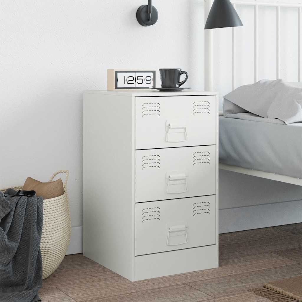 vidaXL Κομοδίνο Λευκό 34,5x39x62 εκ. από Χάλυβα