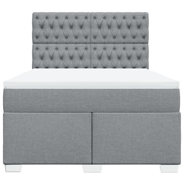 vidaXL Κρεβάτι Boxspring με Στρώμα Ανοιχτό Γκρι 140x200 εκ. Υφασμάτινο