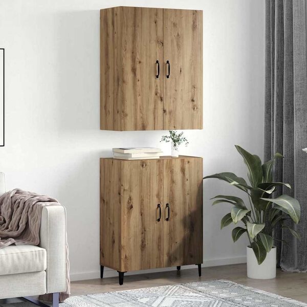 vidaXL Highboard 2 pcs Artisan Oak &Epsilon;&pi;&epsilon;&xi;&epsilon;&rho;&gamma;&alpha;&sigma;&mu;έ&nu;&omicron; &xi;ύ&lambda;&omicron;