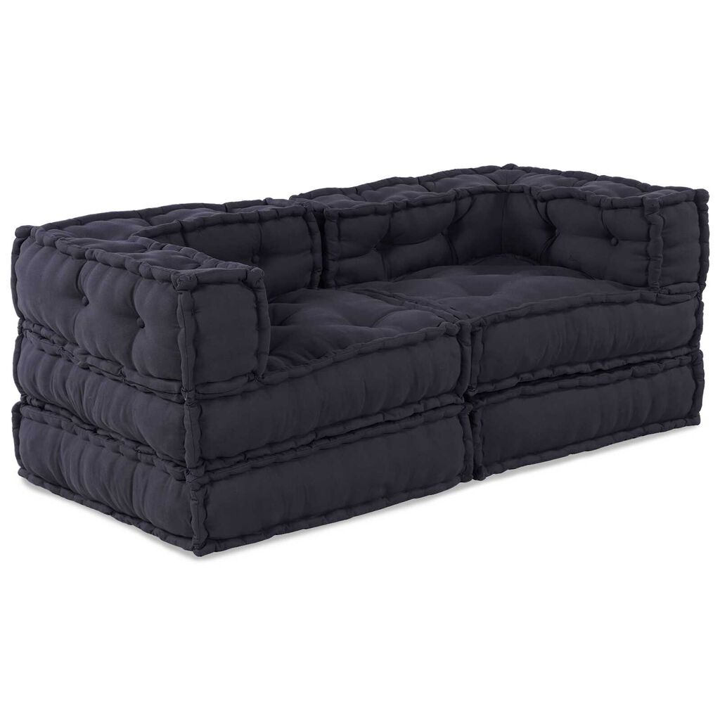 vidaXL Modular Pouffes - Σετ 2 σε Υφασμάτινη Ανθρακί