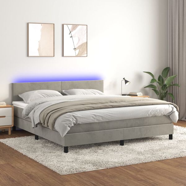 vidaXL &Kappa;&rho;&epsilon;&beta;ά&tau;&iota; Boxspring &mu;&epsilon; &Sigma;&tau;&rho;ώ&mu;&alpha; & LED &Alpha;&nu;.&Gamma;&kappa;&rho;&iota; 180x200 &epsilon;&kappa;. &Beta;&epsilon;&lambda;&omicron;ύ&delta;&iota;&nu;&omicron;