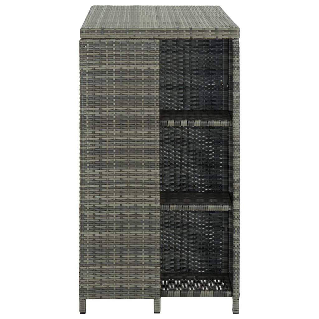 vidaXL Τραπέζι Μπαρ με Ράφια Γκρι 120x60x110 εκ. από Συνθετικό Ρατάν
