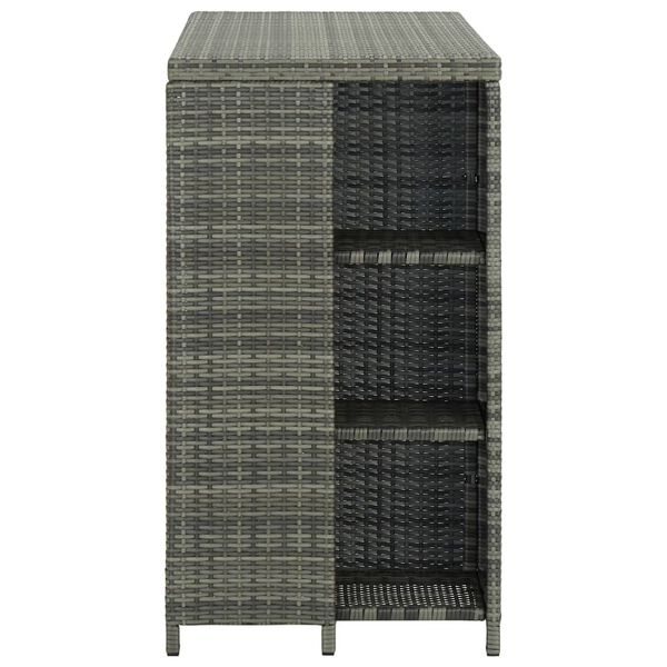 vidaXL Τραπέζι Μπαρ με Ράφια Γκρι 120x60x110 εκ. από Συνθετικό Ρατάν