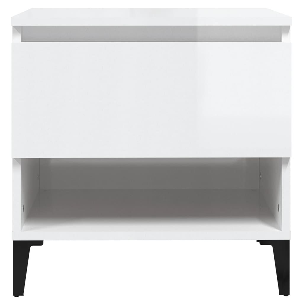 vidaXL Βοηθητικά Τραπέζια 2 τεμ. Γυαλ.Λευκό 50x46x50 εκ. Επεξ. Ξύλο