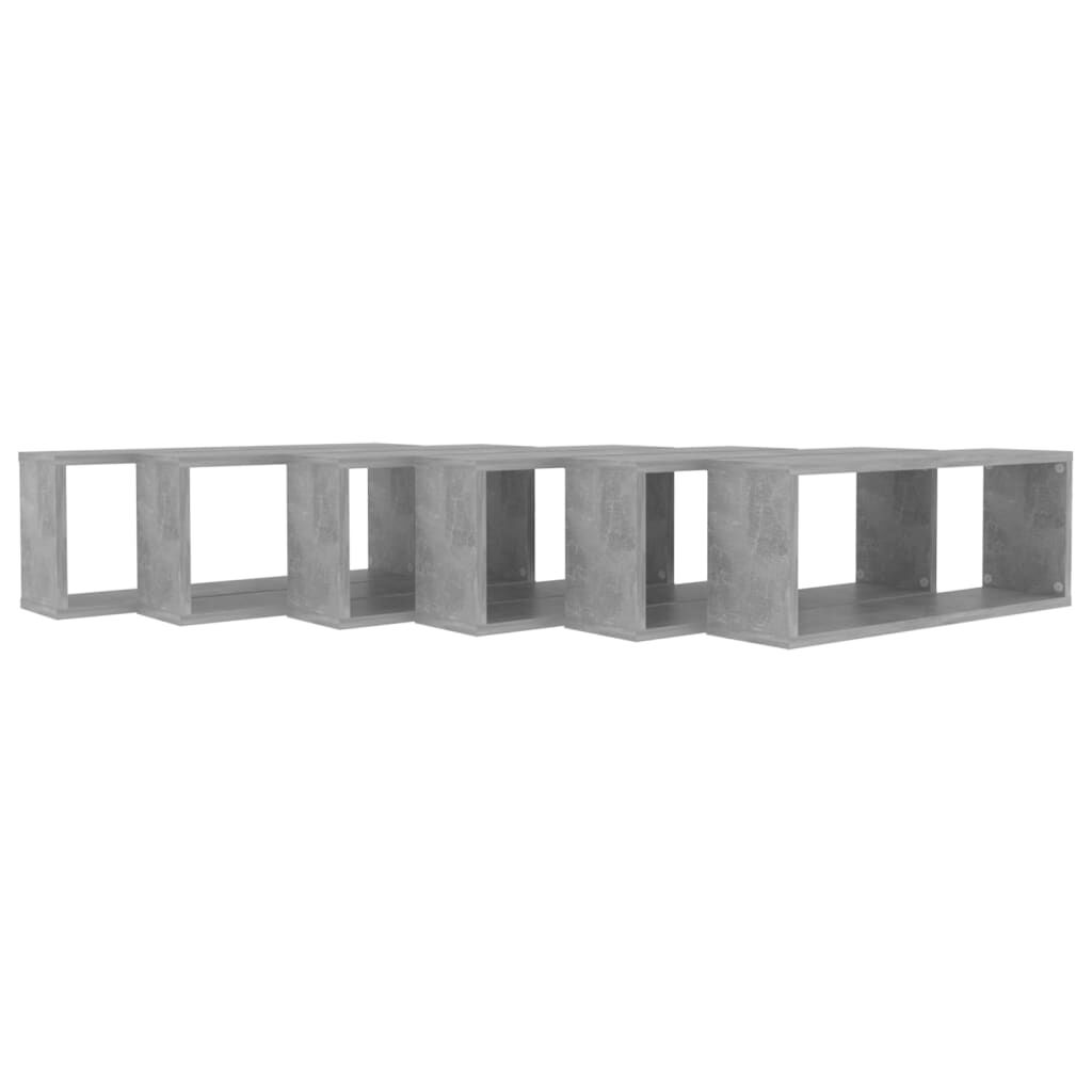 vidaXL Ράφια Κύβοι Τοίχου 6 τεμ. Γκρι Σκυρ. 60x15x23εκ. από Επεξ. Ξύλο