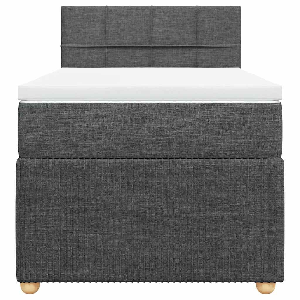 vidaXL Κρεβάτι Boxspring με Στρώμα Σκούρο Γκρι 100x200 εκ. Υφασμάτινο