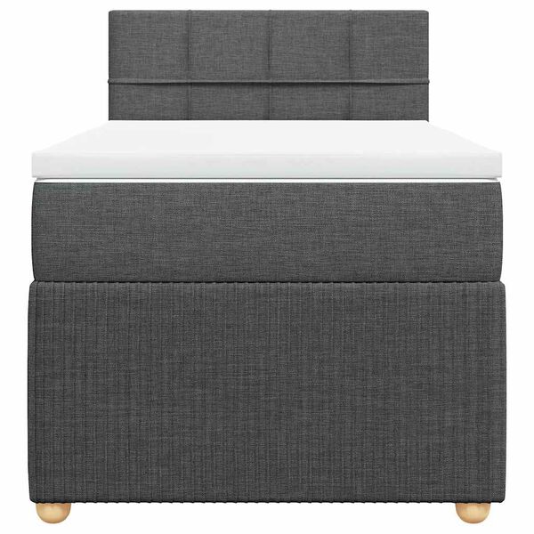 vidaXL Κρεβάτι Boxspring με Στρώμα Σκούρο Γκρι 100x200 εκ. Υφασμάτινο