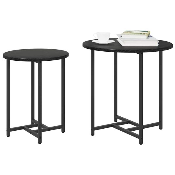 vidaXL Σετ βοηθητικά τραπεζάκια 2 pcs Μαύρη δρυς 50 x 50 x 50 cm