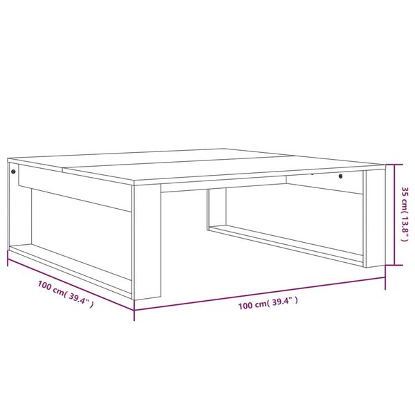 vidaXL Τραπεζάκι Σαλονιού Καπνιστή Δρυς 100x100x35 εκ. Επεξεργ. Ξύλο