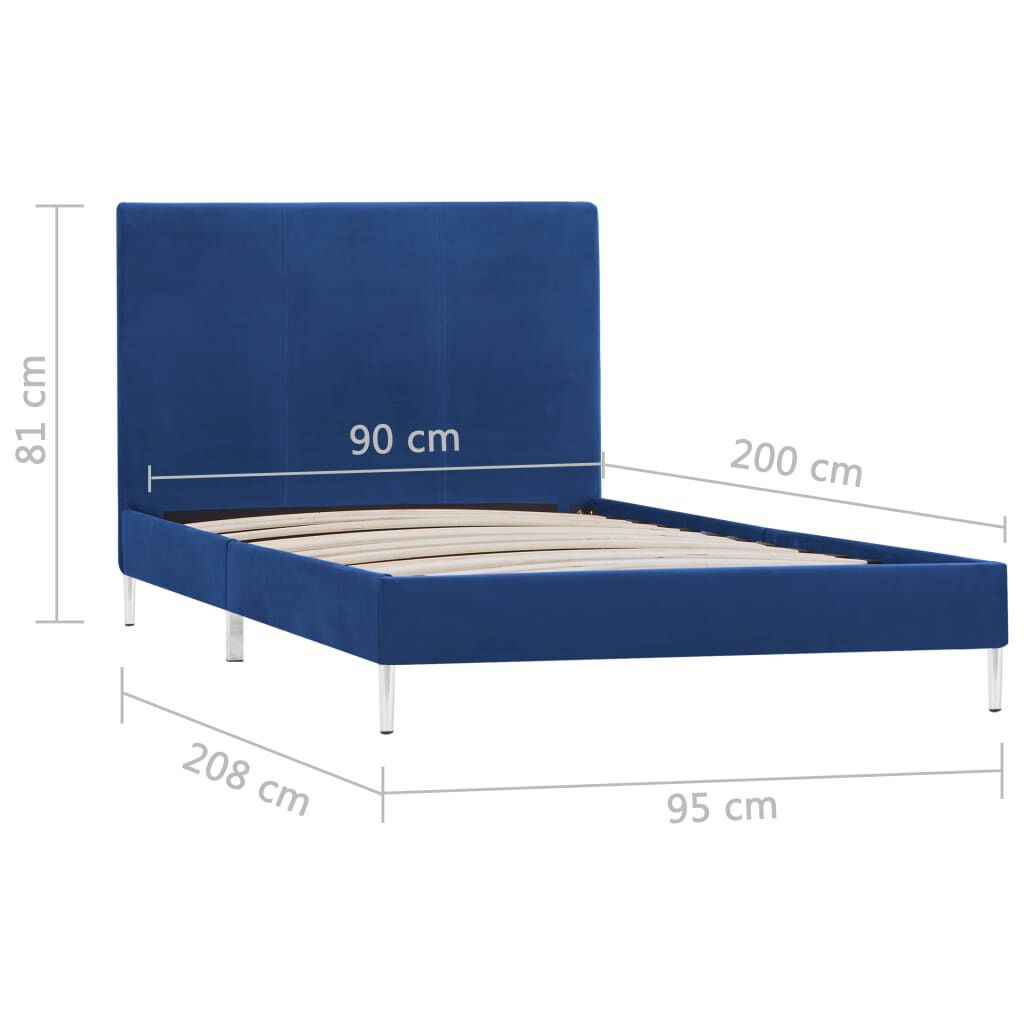 vidaXL Πλαίσιο Κρεβατιού Μπλε 90 x 200 εκ. Υφασμάτινο
