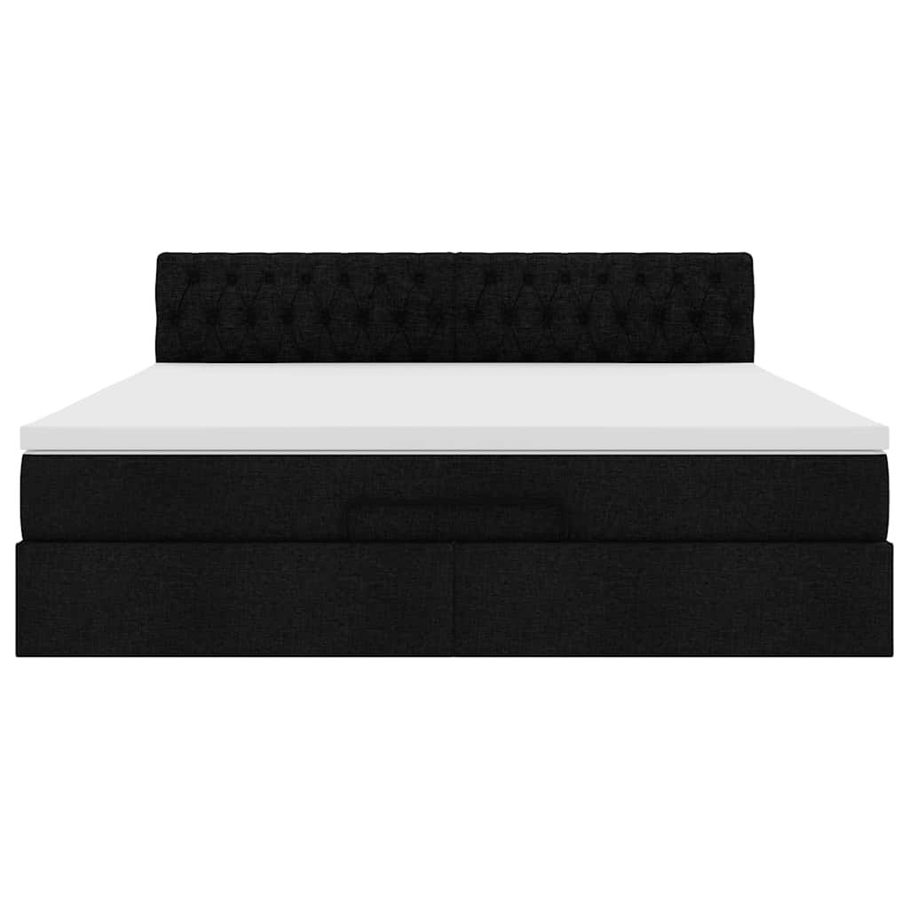 vidaXL Οθωμανικό κρεβάτι με στρώμα Μαύρο 160x200cm Ύφασμα