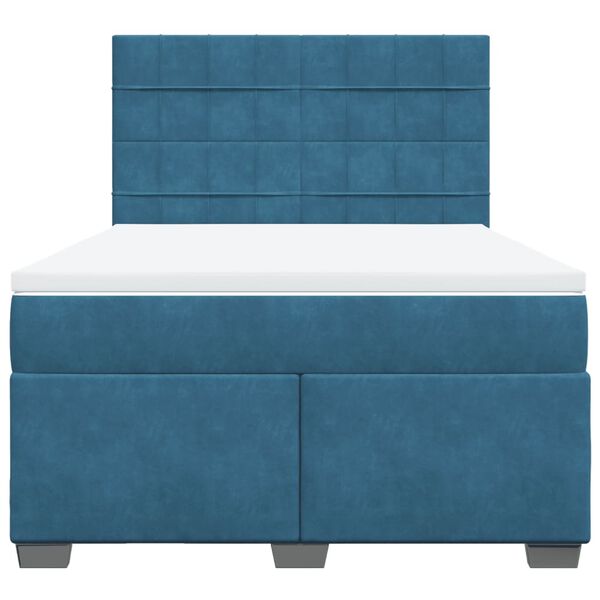 vidaXL Κρεβάτι Boxspring με Στρώμα Μπλε 160x200 εκ. Βελούδινο