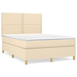 vidaXL &Kappa;&rho;&epsilon;&beta;ά&tau;&iota; Boxspring &mu;&epsilon; &Sigma;&tau;&rho;ώ&mu;&alpha; &Kappa;&rho;&epsilon;&mu; 140x200 &epsilon;&kappa;. &Upsilon;&phi;&alpha;&sigma;&mu;ά&tau;&iota;&nu;&omicron;