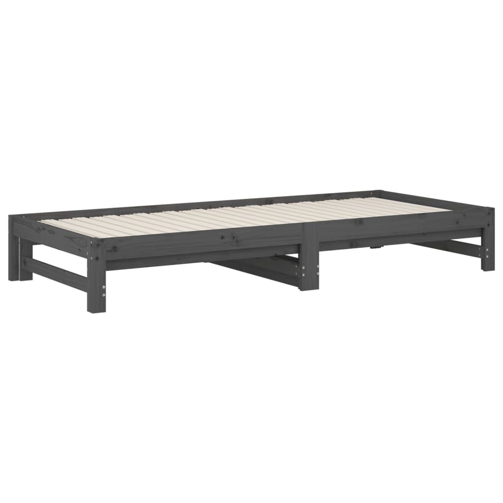 vidaXL Καναπές Κρεβάτι Συρόμενος Γκρι 2x(90x200) εκ. Μασίφ Ξύλο Πεύκου