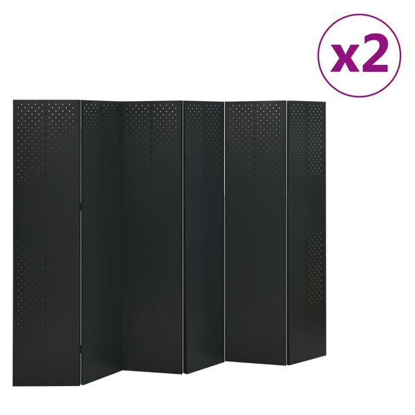 vidaXL Διαχωριστικά Δωματίου 2 τεμ με 6 Πάνελ Μαύρο 240x180εκ. Ατσάλι