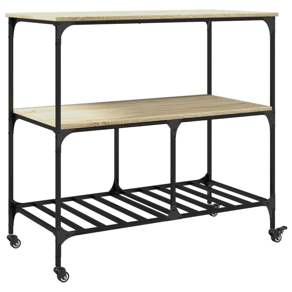 vidaXL Τρόλεϊ Κουζίνας Sonoma Δρυς 100x50x95 εκ. Επεξεργασμένο Ξύλο