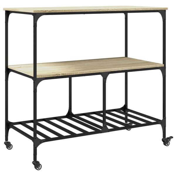 vidaXL Τρόλεϊ Κουζίνας Sonoma Δρυς 100x50x95 εκ. Επεξεργασμένο Ξύλο