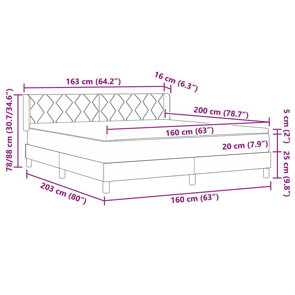 vidaXL Συρταριέρα με Στρώμα Ταύρος, 160 x 200 εκ, Ύφασμα