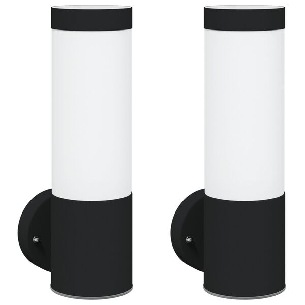 vidaXL Εξωτερικά Φωτιστικά Τοίχου 2 pcs Μαύρο 12 x 7.5 x 27 εκ
