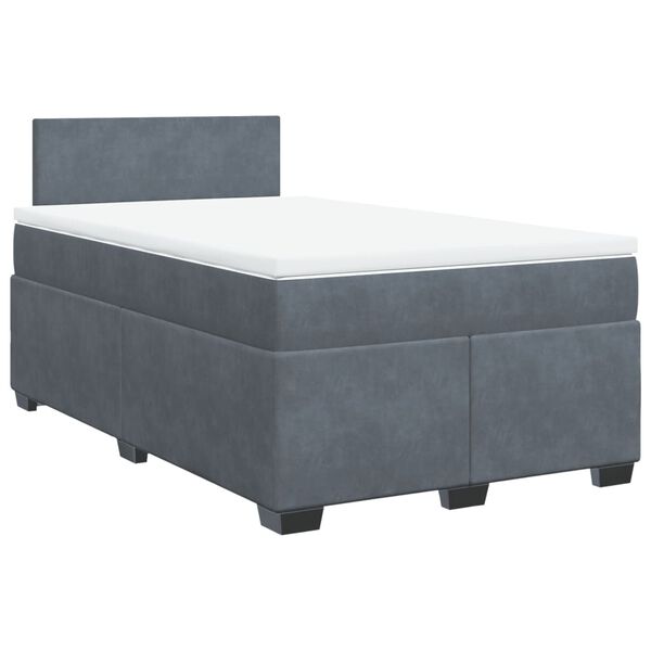 vidaXL Κρεβάτι Boxspring με Στρώμα Σκούρο Γκρι 120x190 εκ. Βελούδινο